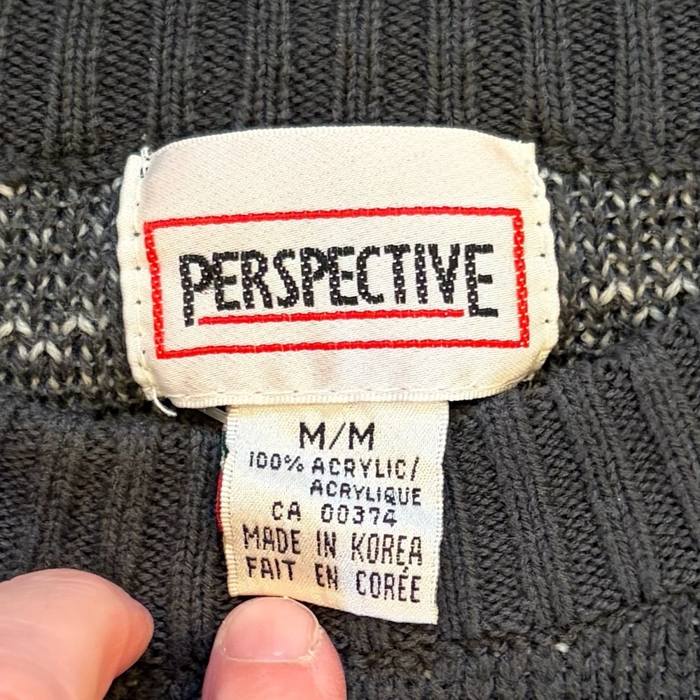 Vintage 80s 90s Perspective Knit Sweater Made in Korea M - Picture 2 of 7